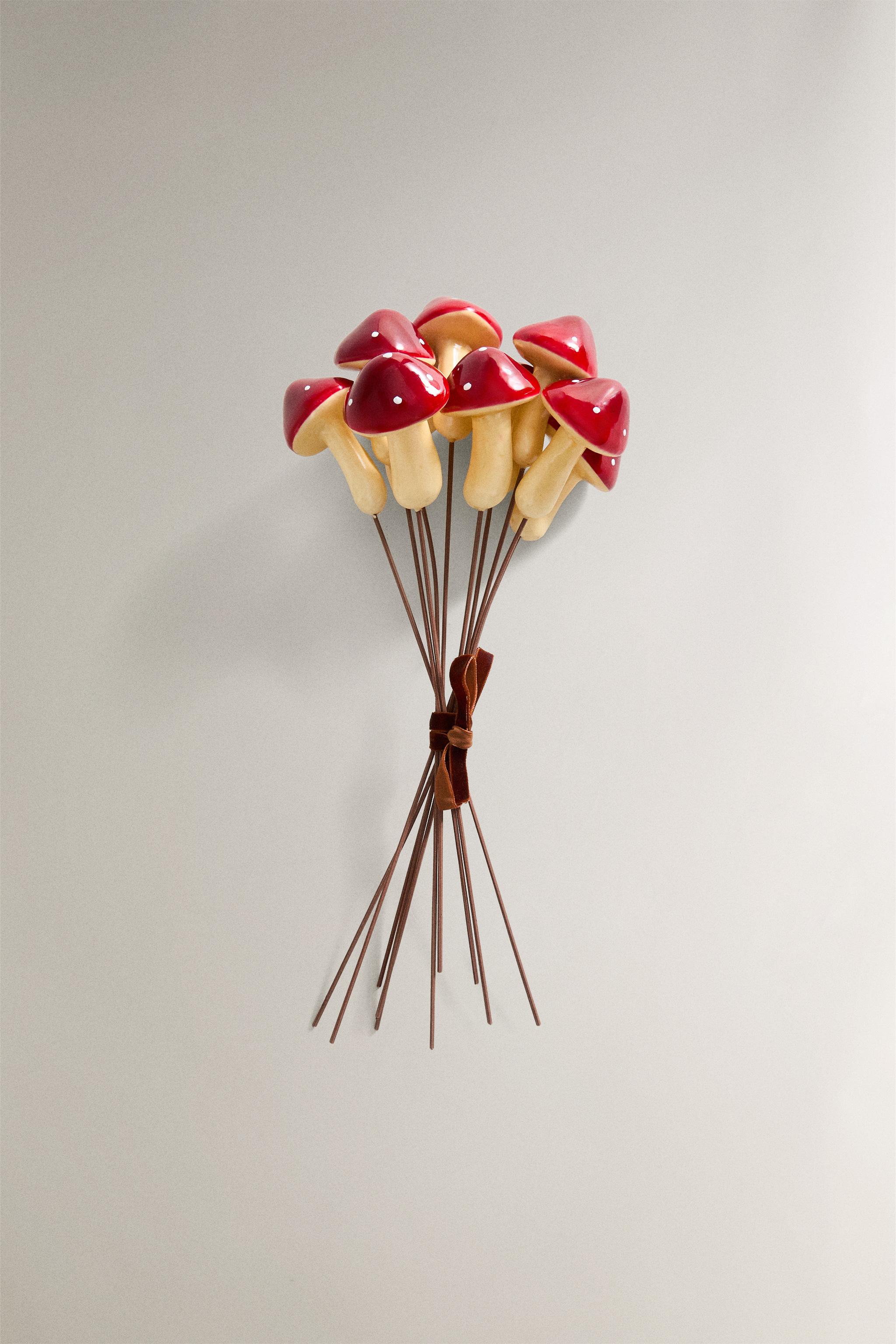 LOT DÉCORATIONS À SUSPENDRE BOUQUETS CHAMPIGNONS NOËL (LOT DE 10)